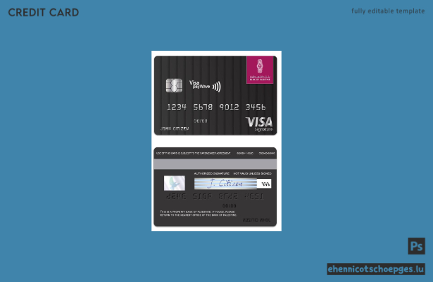 Beispielvorschau der Visa-Signaturkarte der Palästinensischen Staatsbank